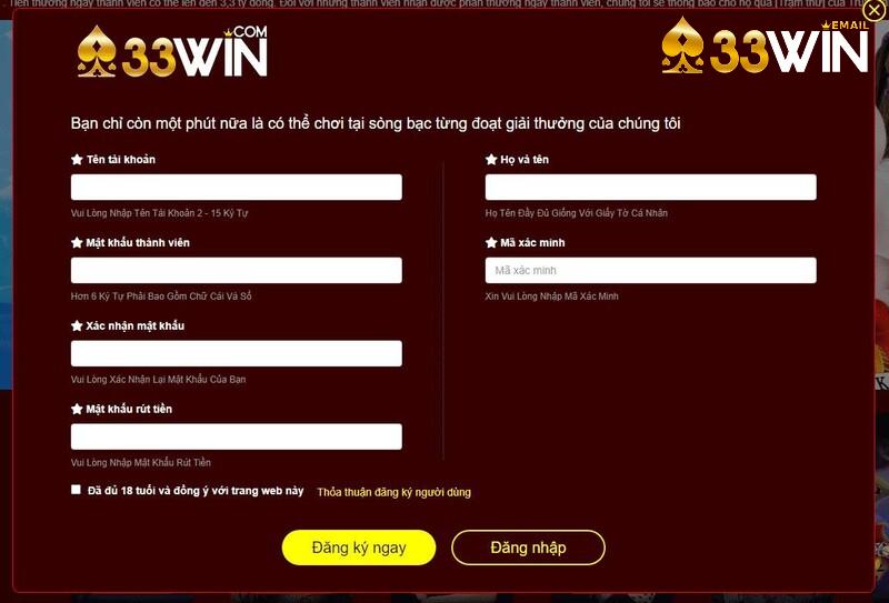 Người chơi tạo tài khoản thành viên để tham gia cá cược 33win
