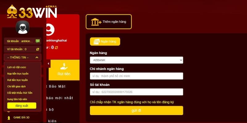 Hướng dẫn rút tiền tại 33win cho người chơi