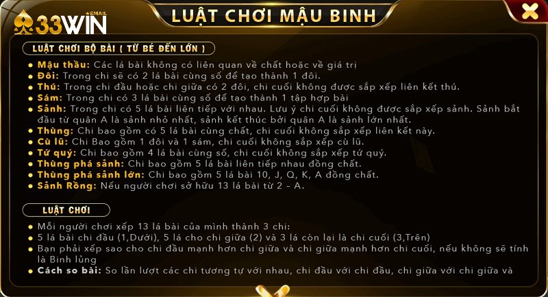 Người chơi cần sắp xếp 13 quân bài thành 3 chi